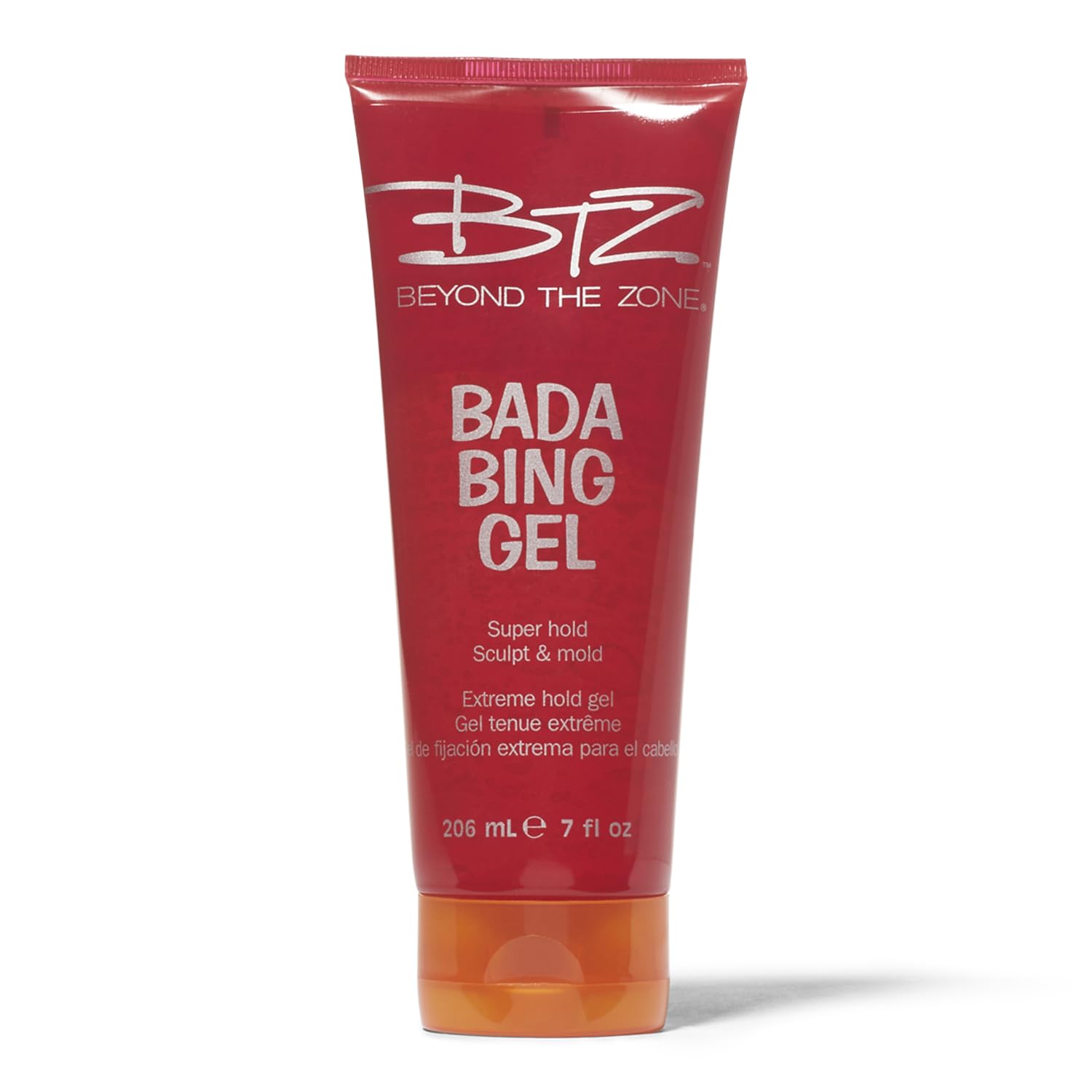 Beyond the Zone Bada Bing gel front packaging shows 7oz jar and label, clear hold benefit