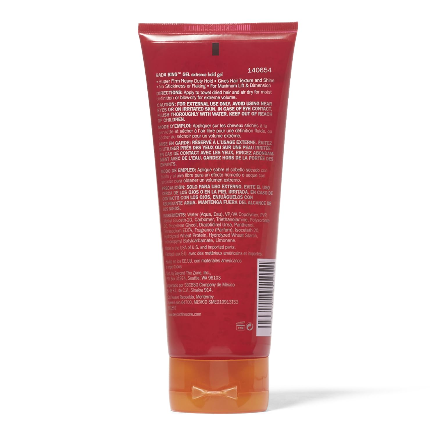 Beyond the Zone Bada Bing gel texture close-up displays glossy gel for strong styling