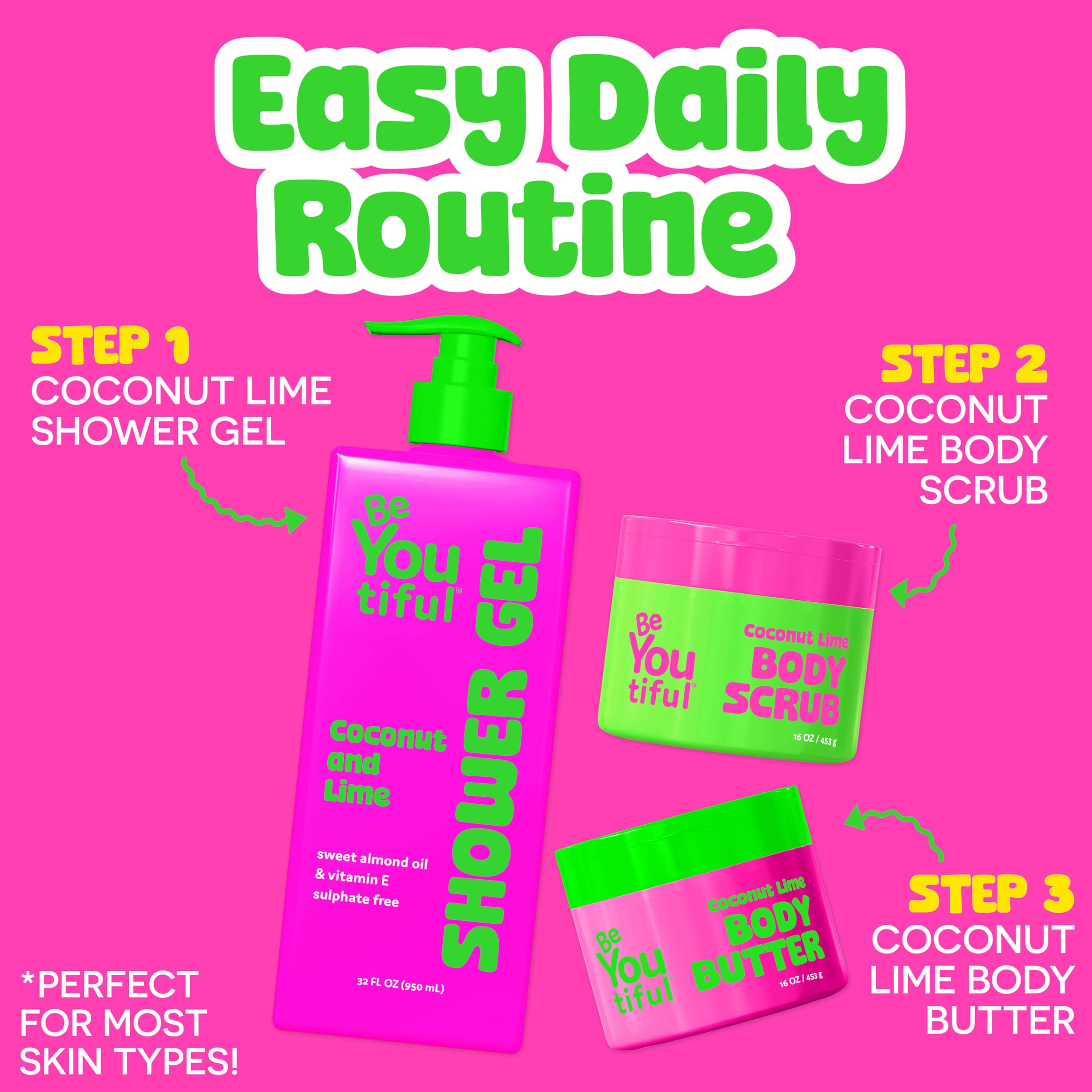 BeYoutiful 32oz bottle next to common items to show large size benefit