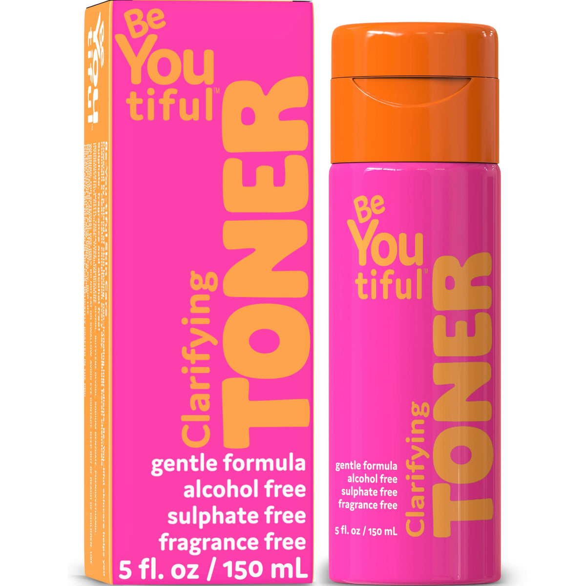 BeYouTiful front bottle view showing clean packaging and gentle formula benefit