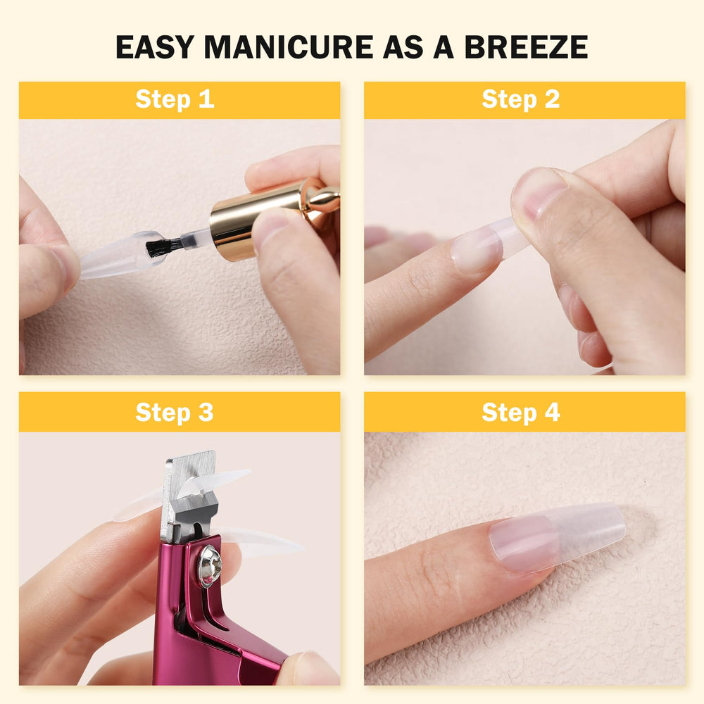 BEZOX trimming a false nail tip illustrating accurate, chip-free cuts