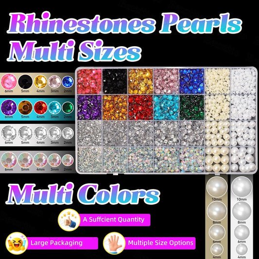 Bezztito close-up of multicolored resin rhinestones showing bright sparkle