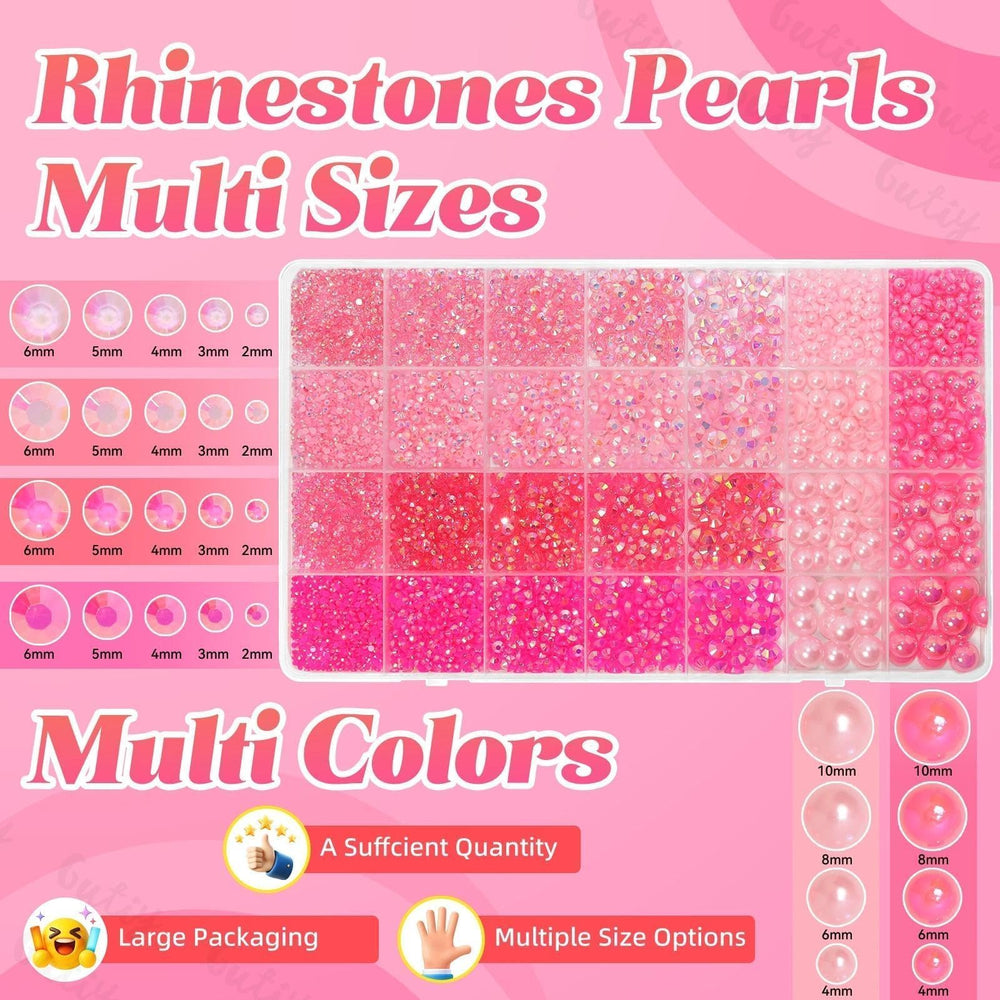 bezztito close-up of transparent pink rhinestones highlighting sparkle