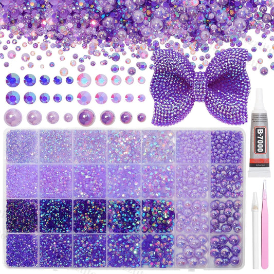 Bezztito front packaging showing 14,000 mixed purple gems and pearls for variety