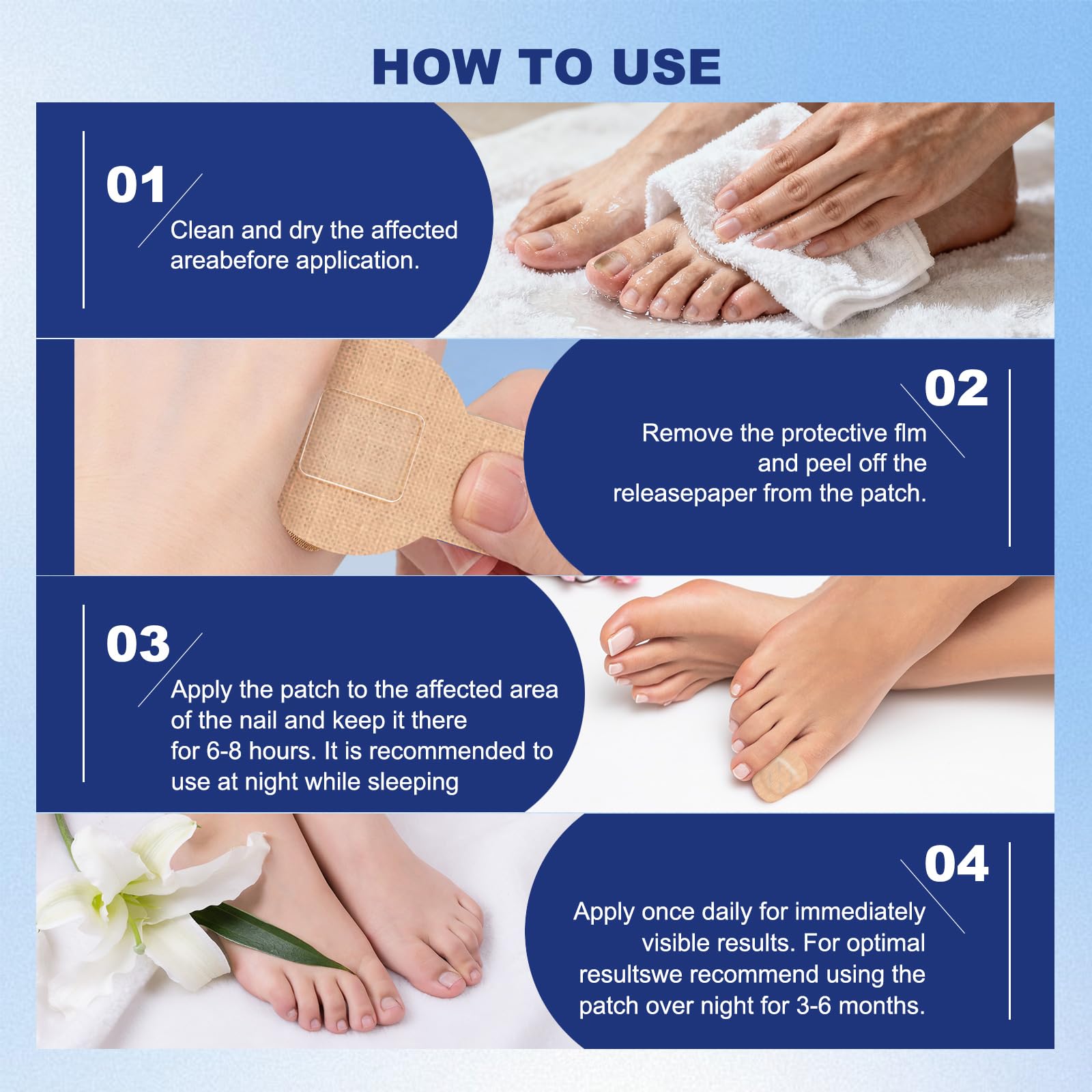 BFGCKJ patch on toenail overnight depicting comfortable eight-hour wear