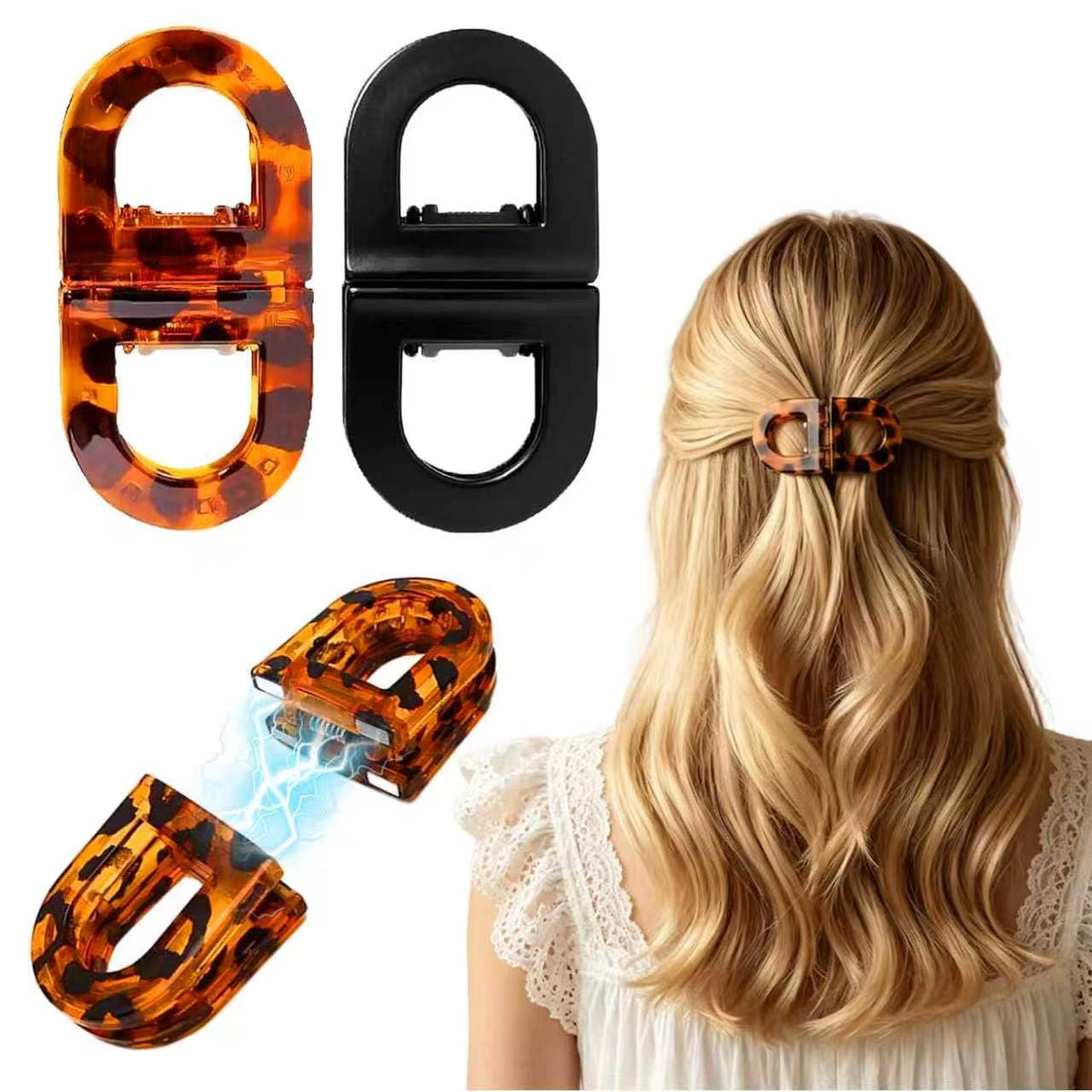 BFRAHD front view of two magnetic hair clips showing sleek benefit