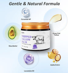 BGDFR whipped tallow texture close-up melting on skin for smooth spreadability