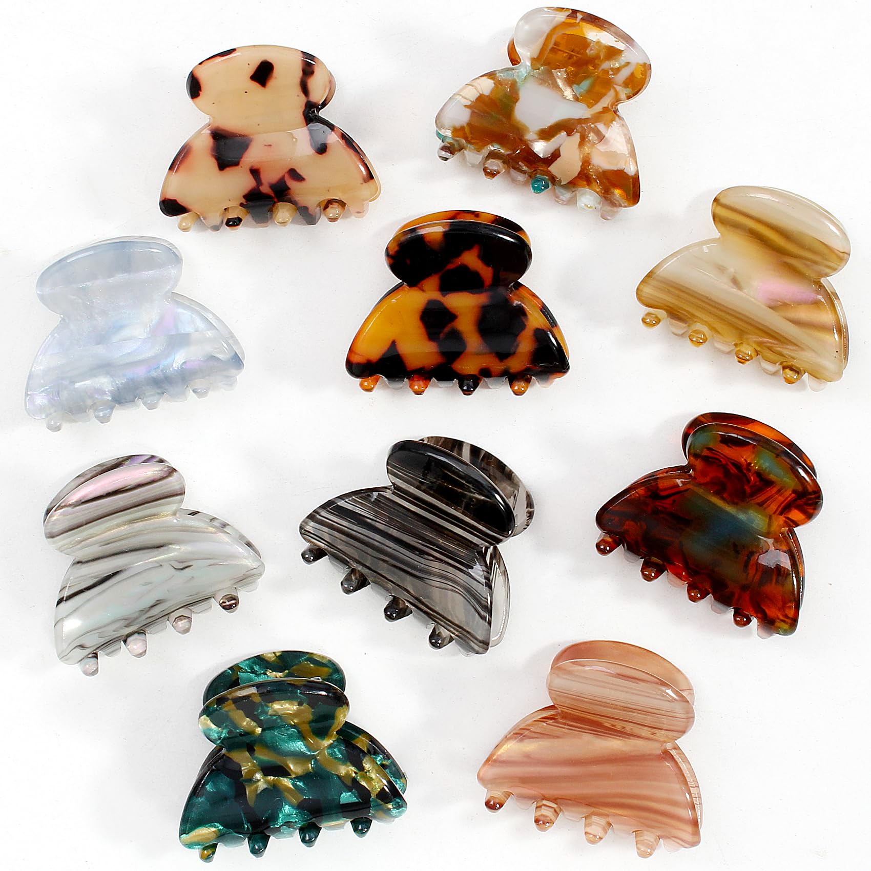 Bgffuy front pack of 10 mini tortoise shell clips showing variety and convenience