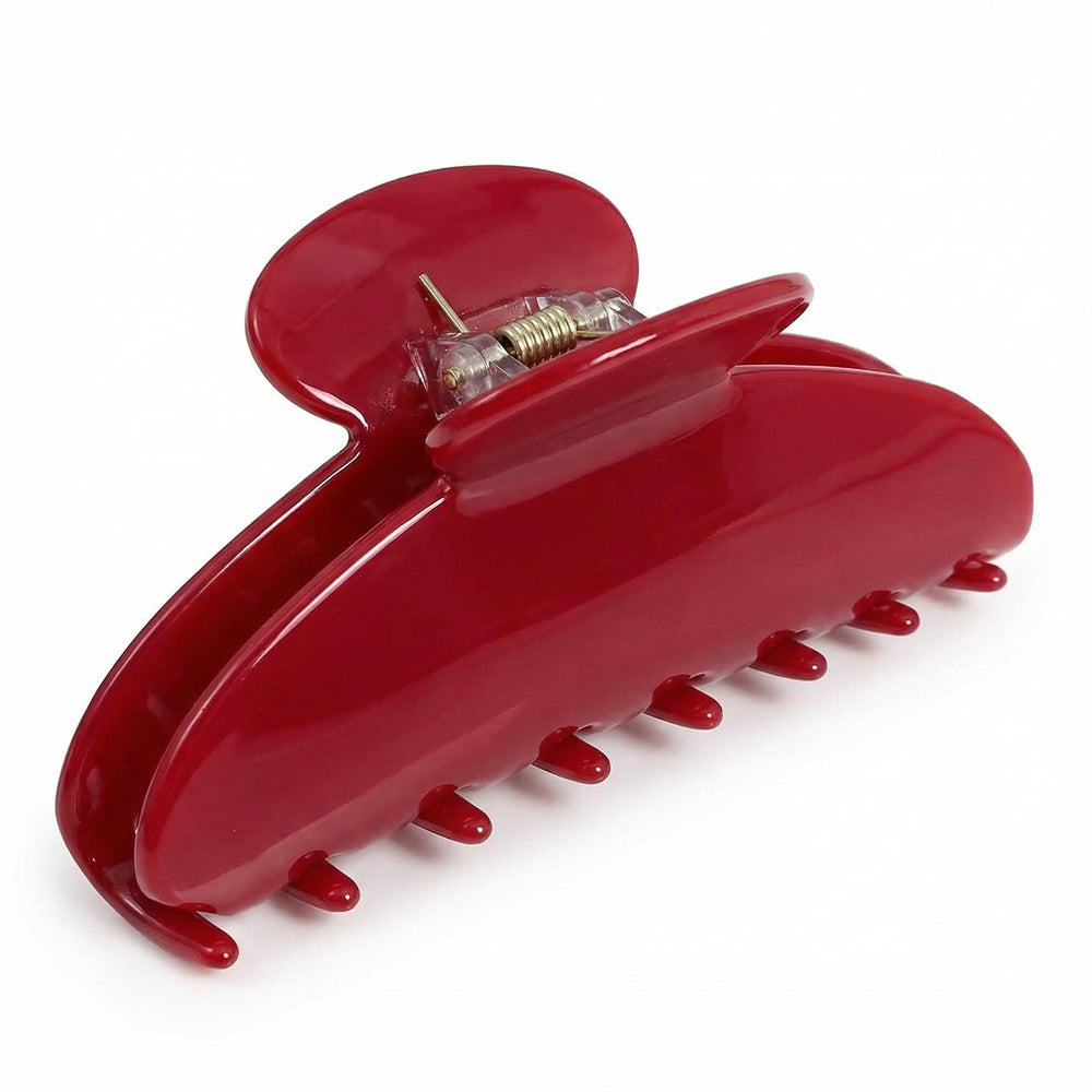 Bgffuy red claw clip front view showing chic cherry-red finish and reliable hold