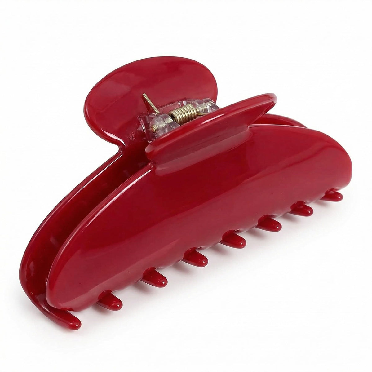 Bgffuy red claw clip front view showing chic cherry-red finish and reliable hold