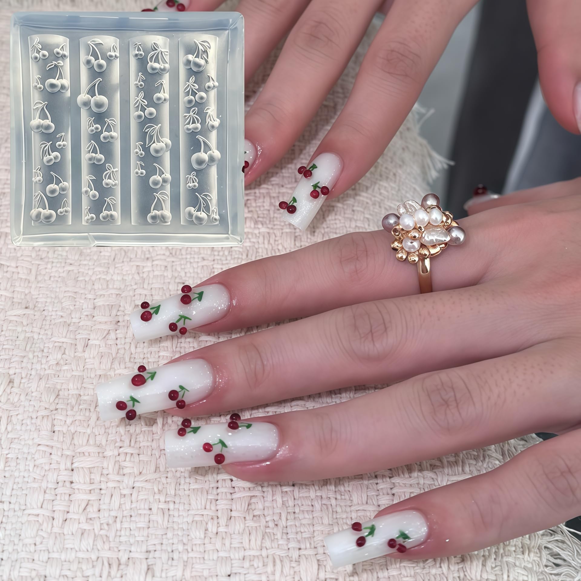 BHCCXZ finished flower applied to a fingernail showing manicure effect and benefit Y2K flair