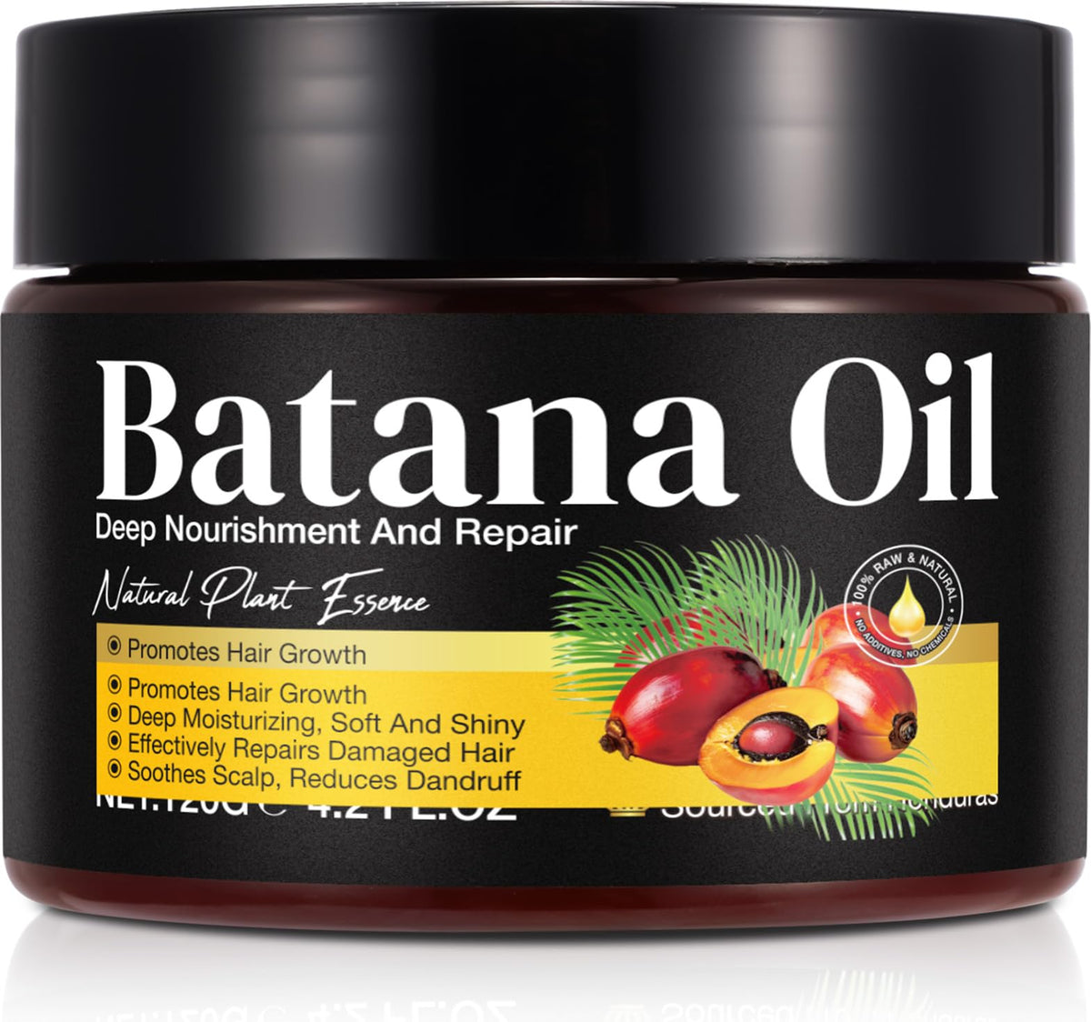BHMSHY Batana Oil front bottle showing label and pure formula benefits