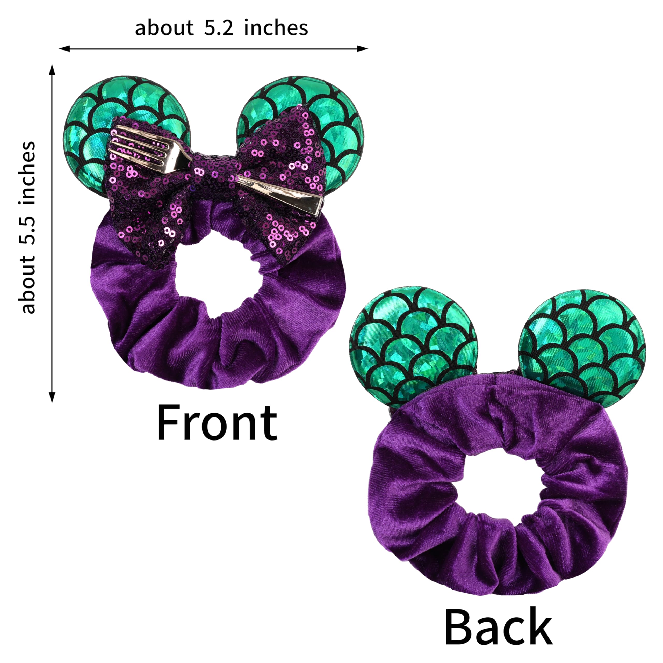 bianbaistar black velvet scrunchie close-up showing sequin firework ears for bold sparkle