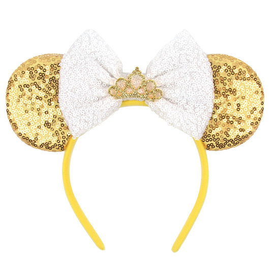 bianbaistar front view headband showcasing gold and white sparkle for festive looks