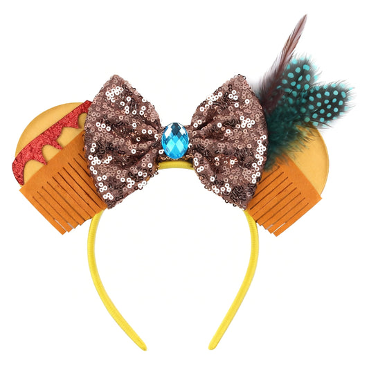 bianbaistar front view headband showing velvet and big ears for bold style
