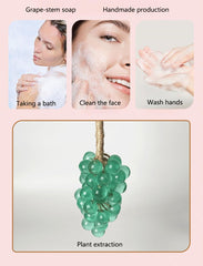 BIBOBIYB grape soap hanging in shower illustrating drainage and longer-lasting use
