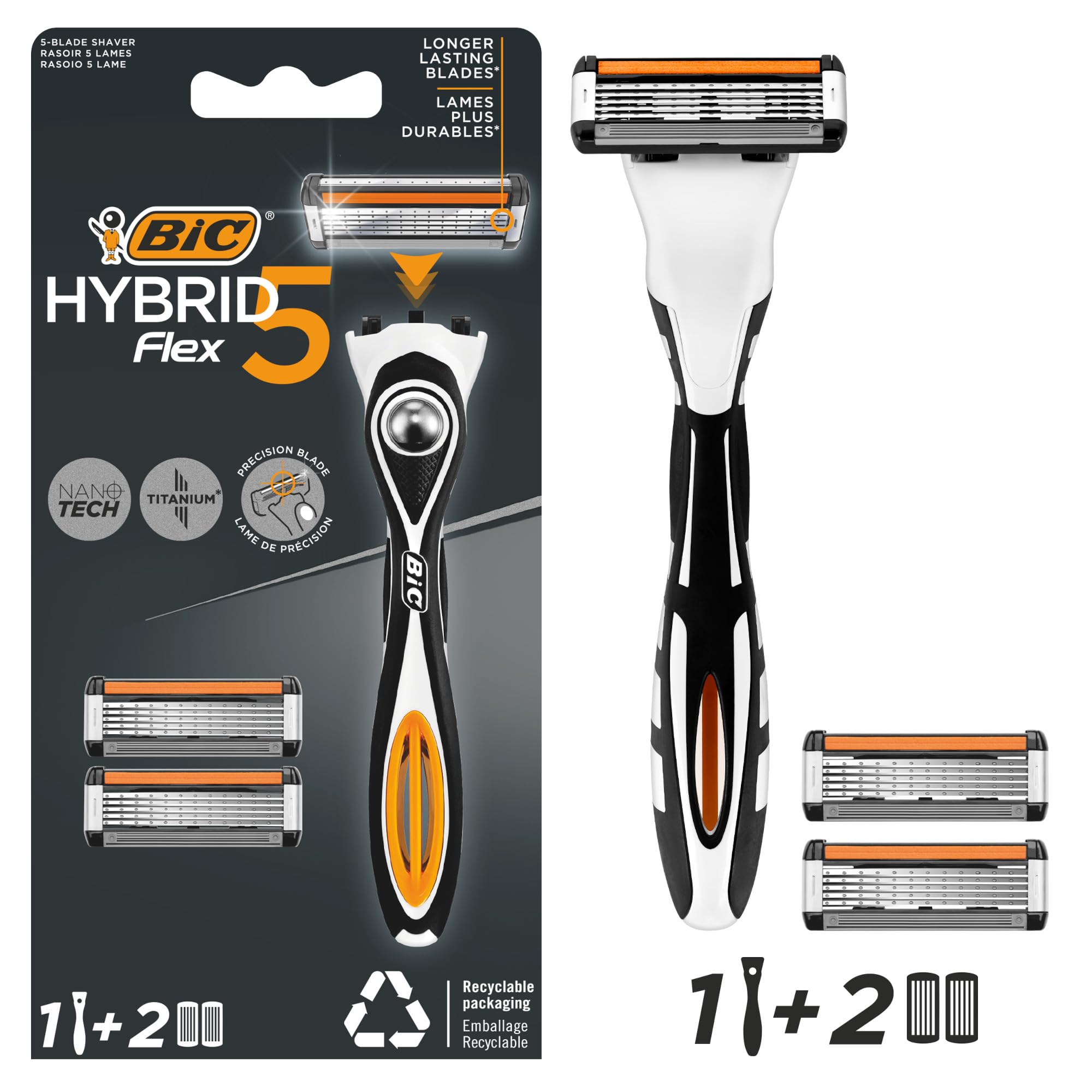 BIC Hybrid 5 Flex handle front view showing sturdy control and balance