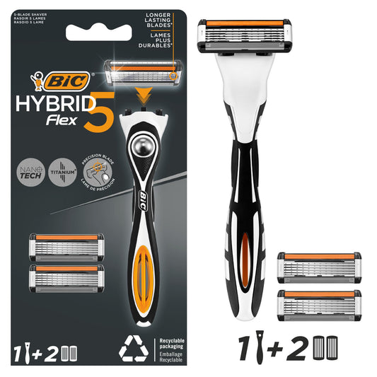 BIC Hybrid 5 Flex handle front view showing sturdy control and balance