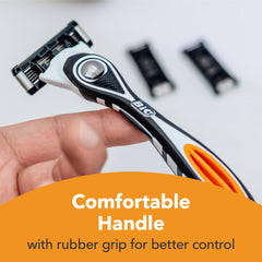 BIC Hybrid 5 Flex handle texture grip highlighting secure wet-hand control