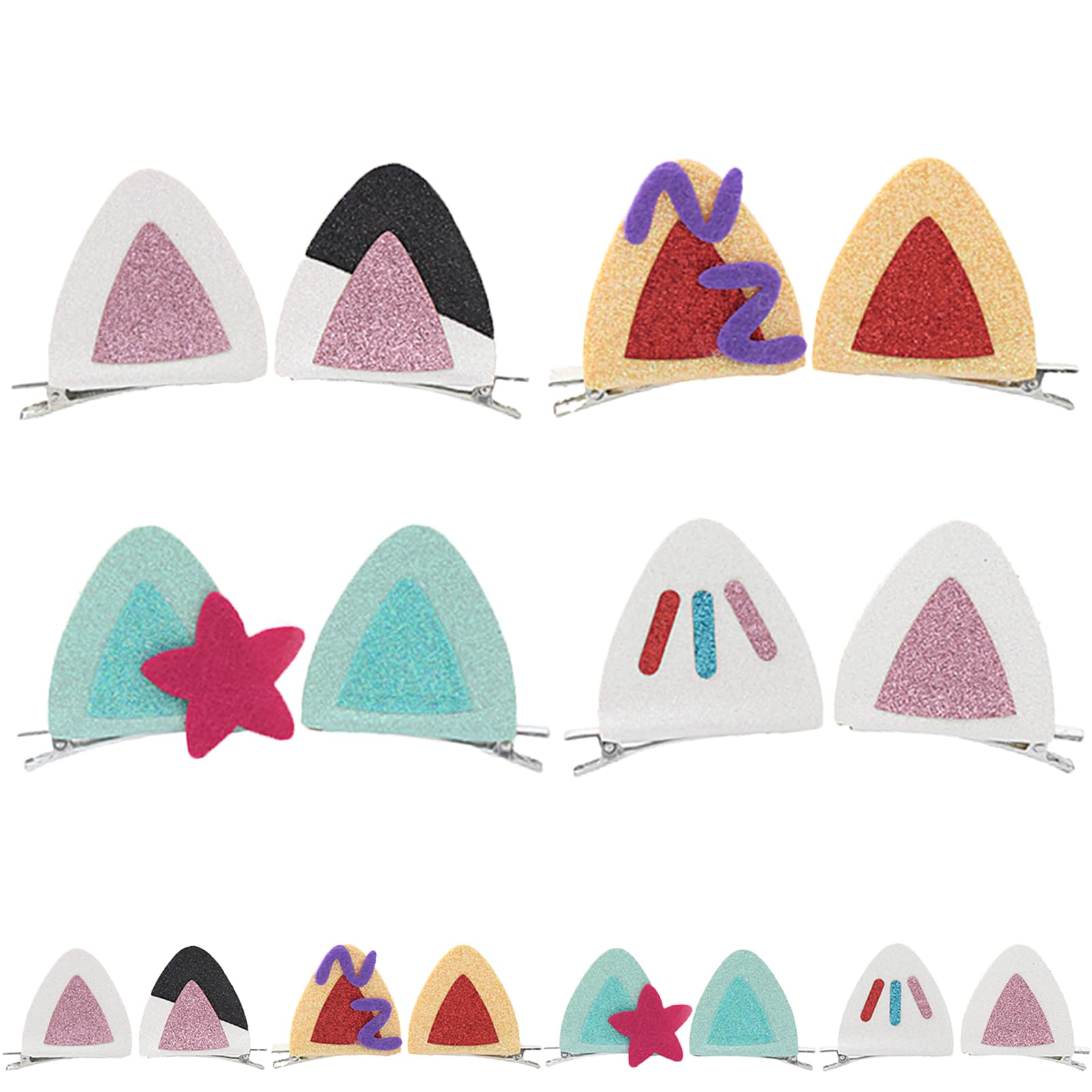 Bicllcsdd front view of four-color cat ear clips showing colors and packaging benefit