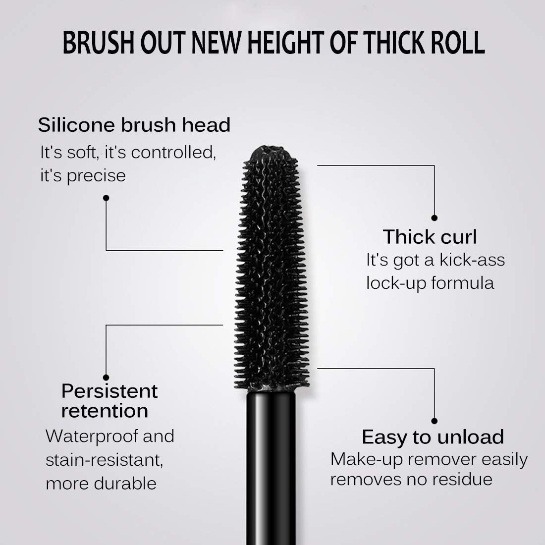 Bieyoc mascara next to hand for scale indicating compact travel-friendly size