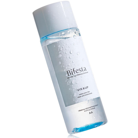 Bifesta front bottle showing label and dual-phase formula for quick makeup removal