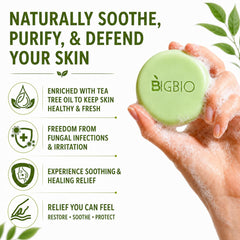 BIGBIO soap held in hand showing size and long-lasting value