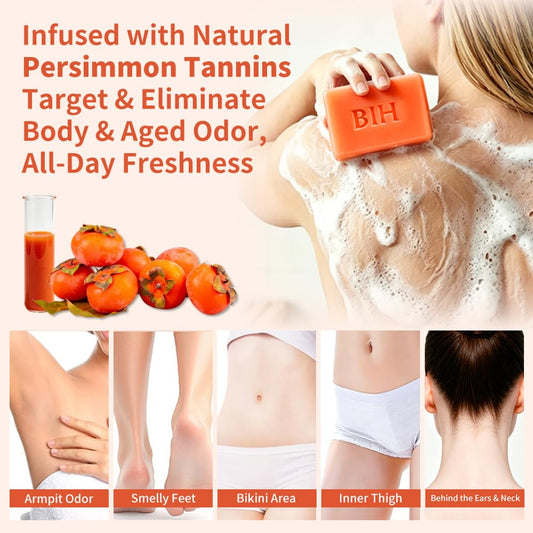BIH persimmon soap close-up texture highlighting creamy lather benefit
