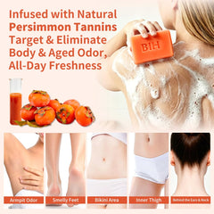 BIH persimmon soap close-up texture highlighting creamy lather benefit