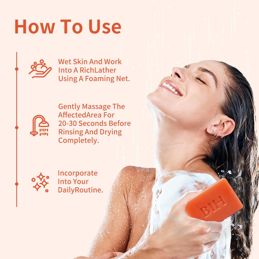 BIH persimmon soap three bars stacked showing long-lasting supply benefit