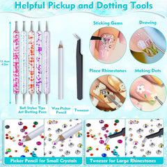 Billbotk tools and glue arrangement including dotting pens picker pencil tweezer and waterproof adhesive