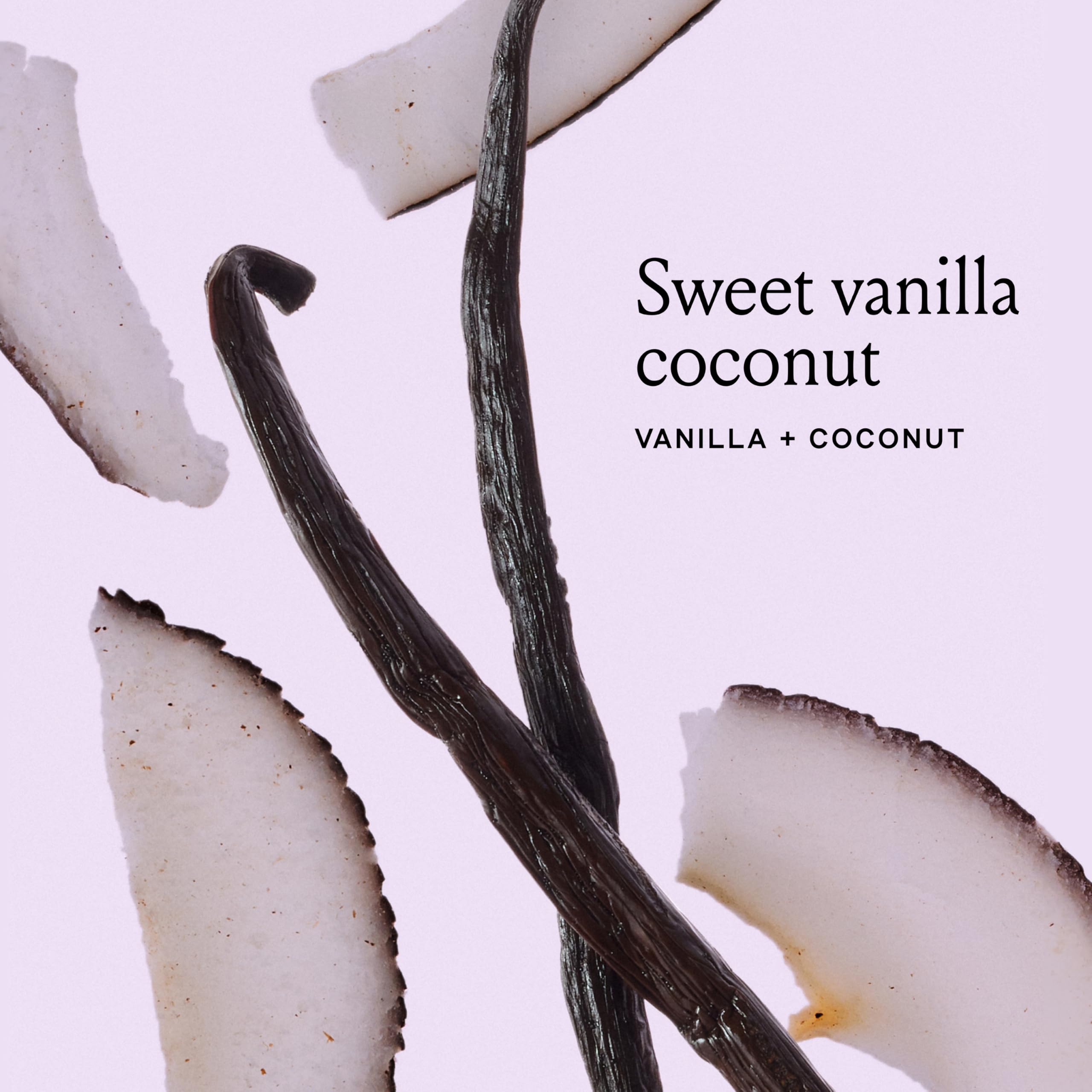 Billie scent inspiration with coconut and vanilla evoking creamy fragrance benefit
