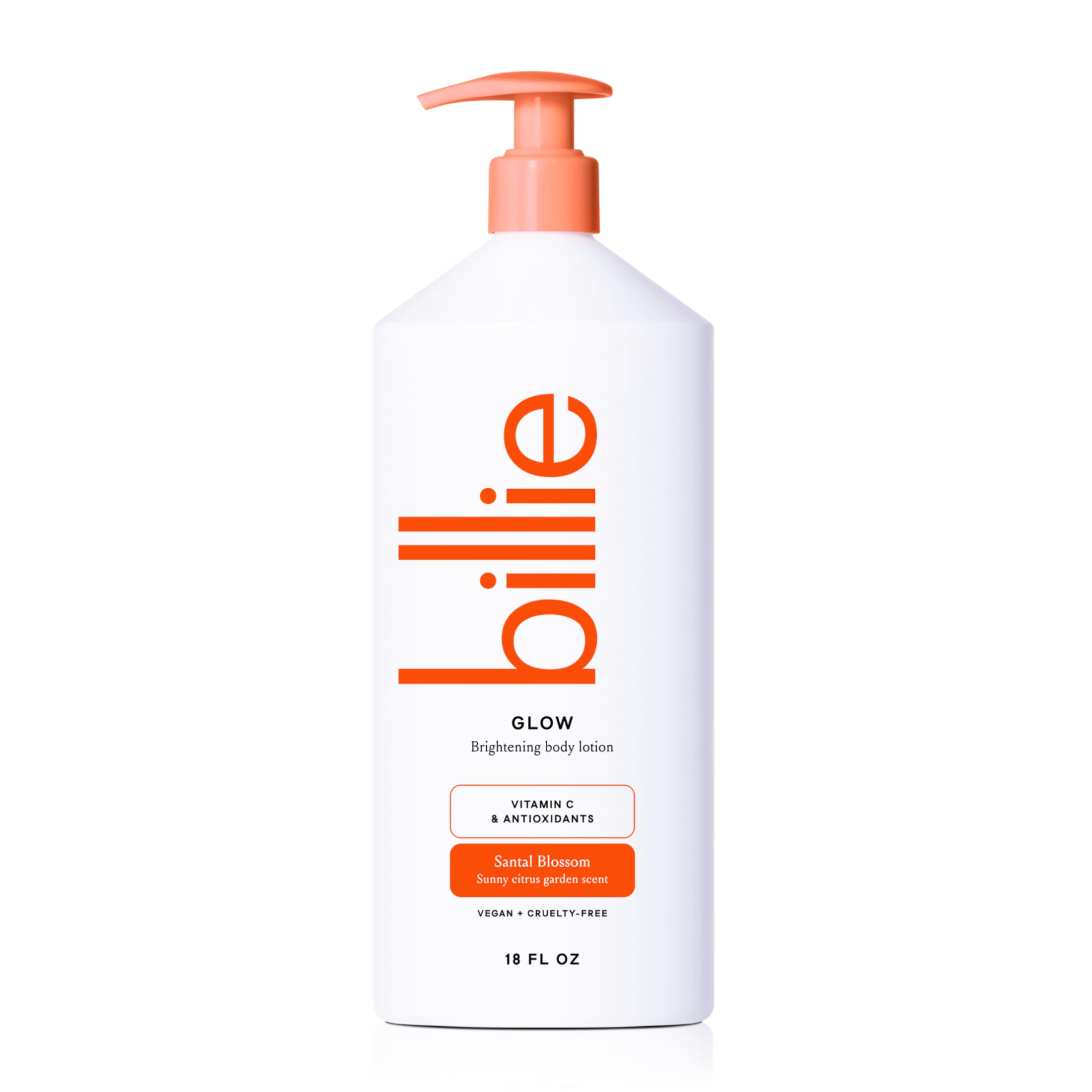 Billie bottle front view showing citrus woods scent and elegant label benefit hydration