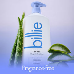 Billie lotion texture on hand illustrating quick absorption and non-greasy finish