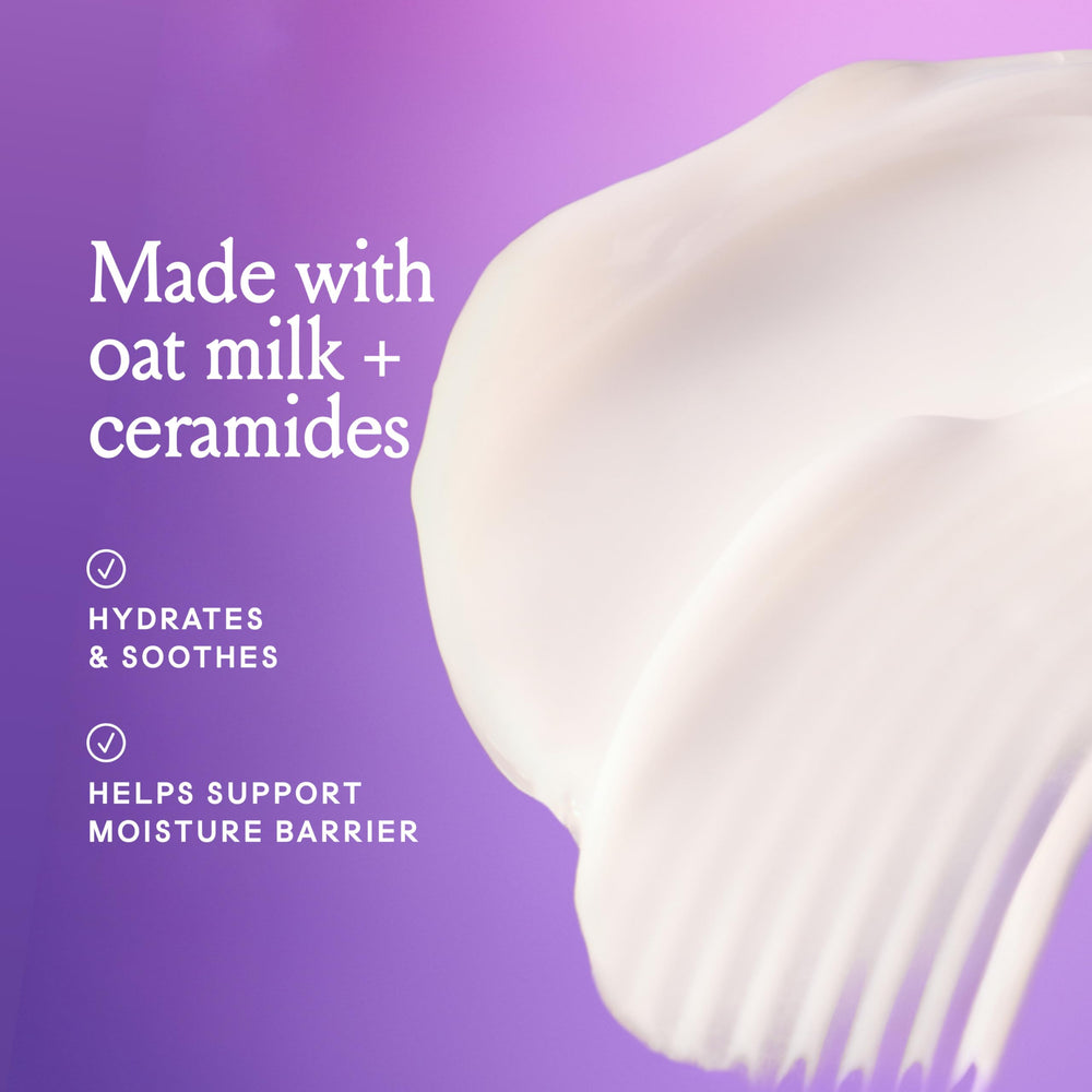 Billie oat milk and ceramides graphic highlighting soothing ingredients and barrier support