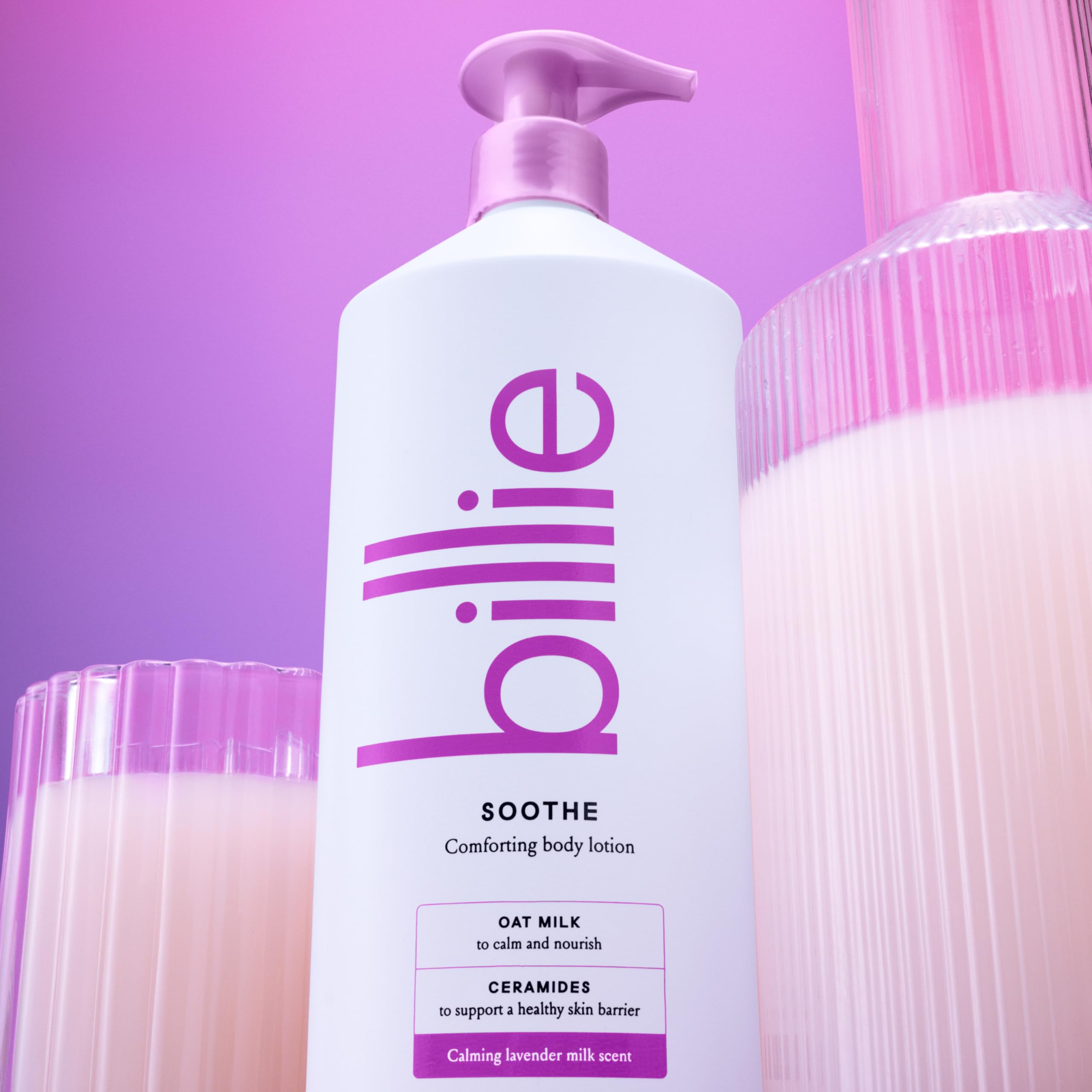 Billie creamy lotion texture close-up showing quick-absorbing finish and lightweight feel