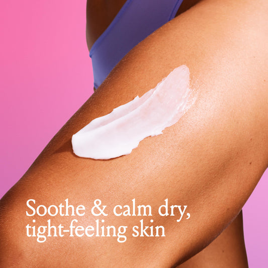 Billie lotion texture close-up showing quick-absorbing creamy formula