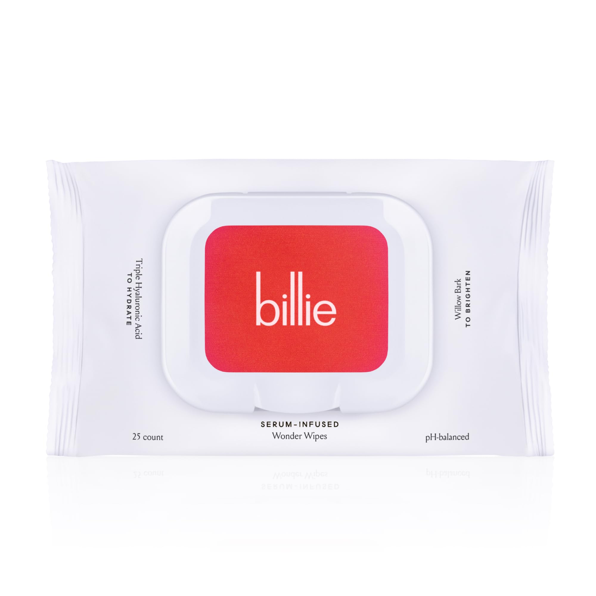 Billie front pack view showing product and benefits
