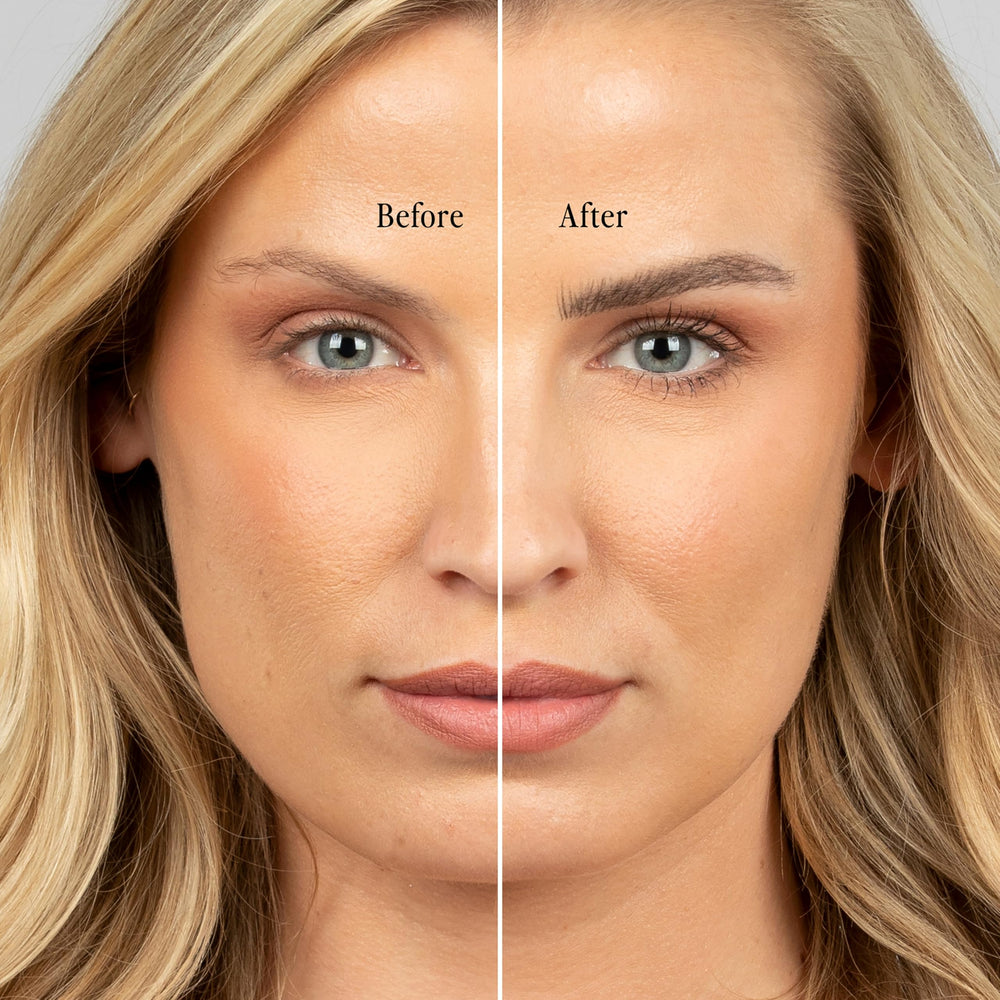 billion dollar brows before and after brows illustrating subtle natural definition, enhances shape