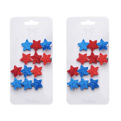 BinaryABC front view of 8-piece patriotic star clips showing colors and packaging with festive look