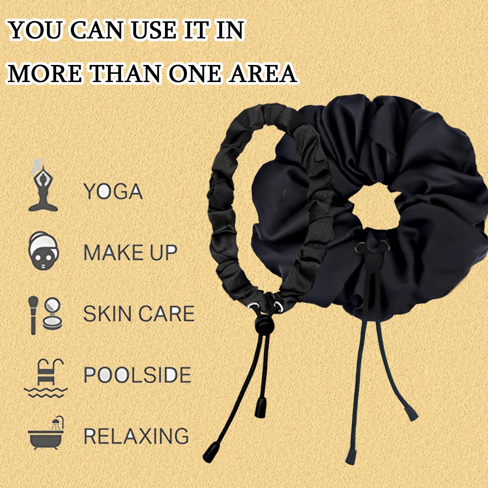 BINCUBE scrunchie shown double-looped for extra hold during activity