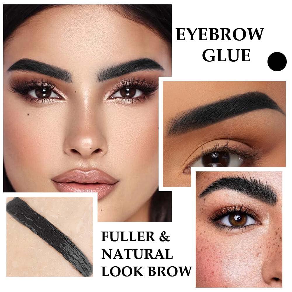 BINGBRUSH applying gel in hand mirror showing easy at-home brow styling benefit