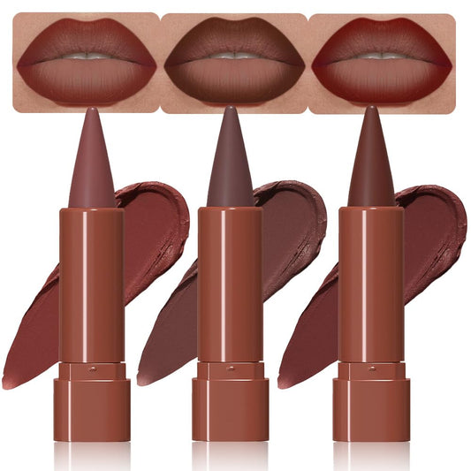 BINGBRUSH front packaging showing three matte lip crayons, clear set presentation and colors
