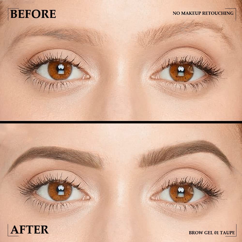 BINGBRUSH gel texture swipe showing buildable fibers for fuller brows