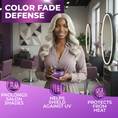 BINGO HAIR CARE on bathroom shelf in lifestyle scene with polished hair