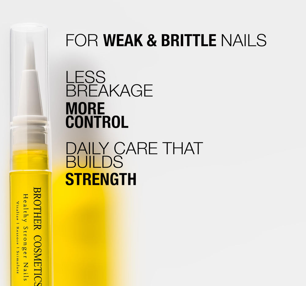 Bint Nails Brother Cosmetics applied to finger and cuticle for smoother nails