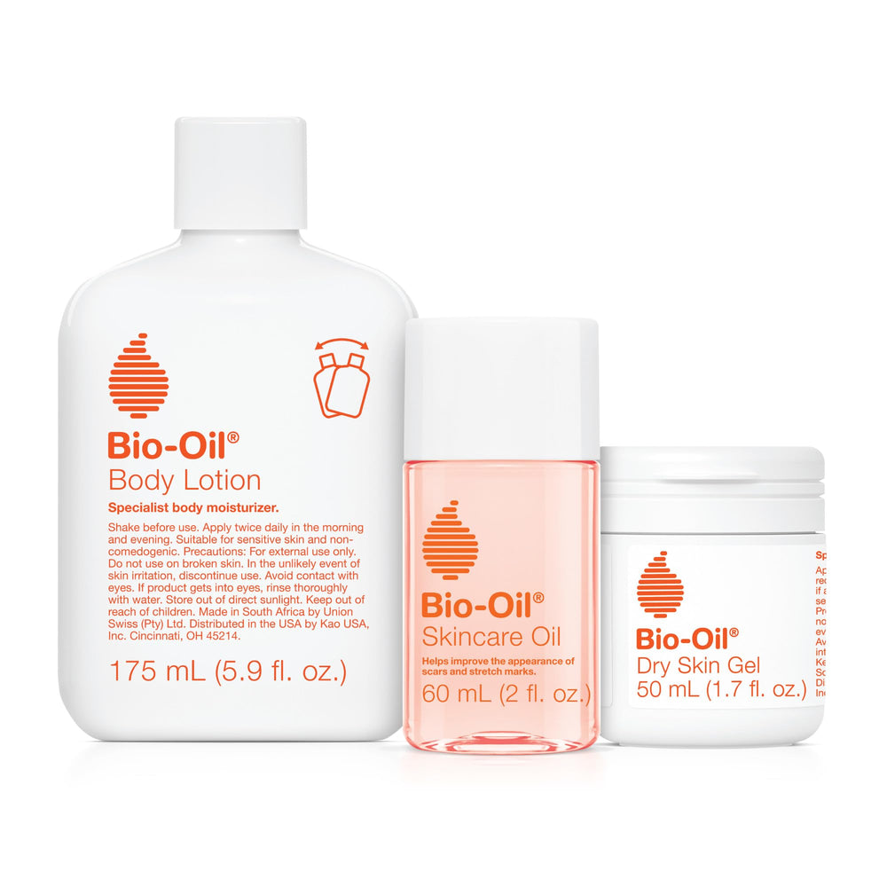 Bio-Oil front packaging travel set showing small bottles and kit benefit