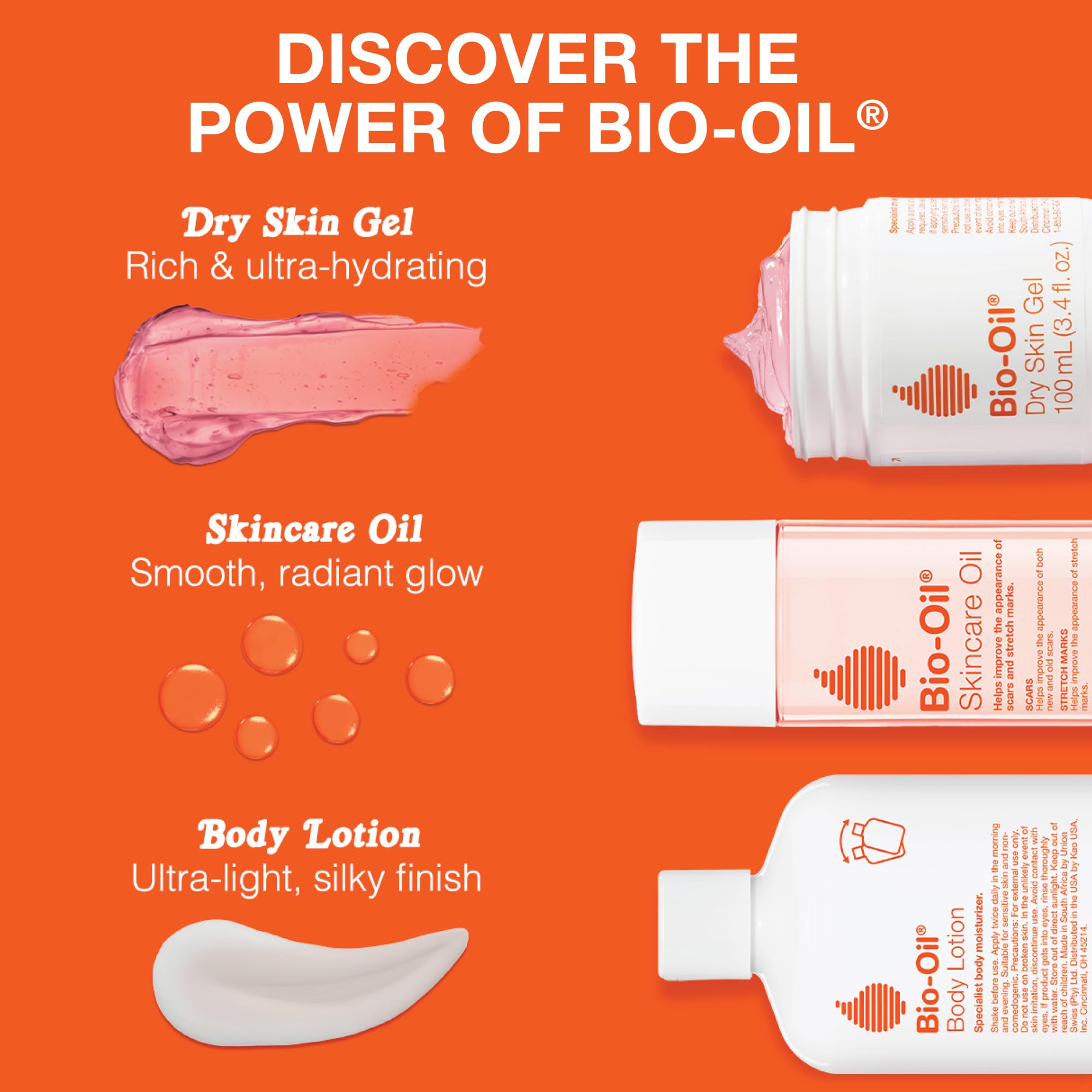 Bio-Oil skincare oil close-up dropper showing fast absorbing benefit