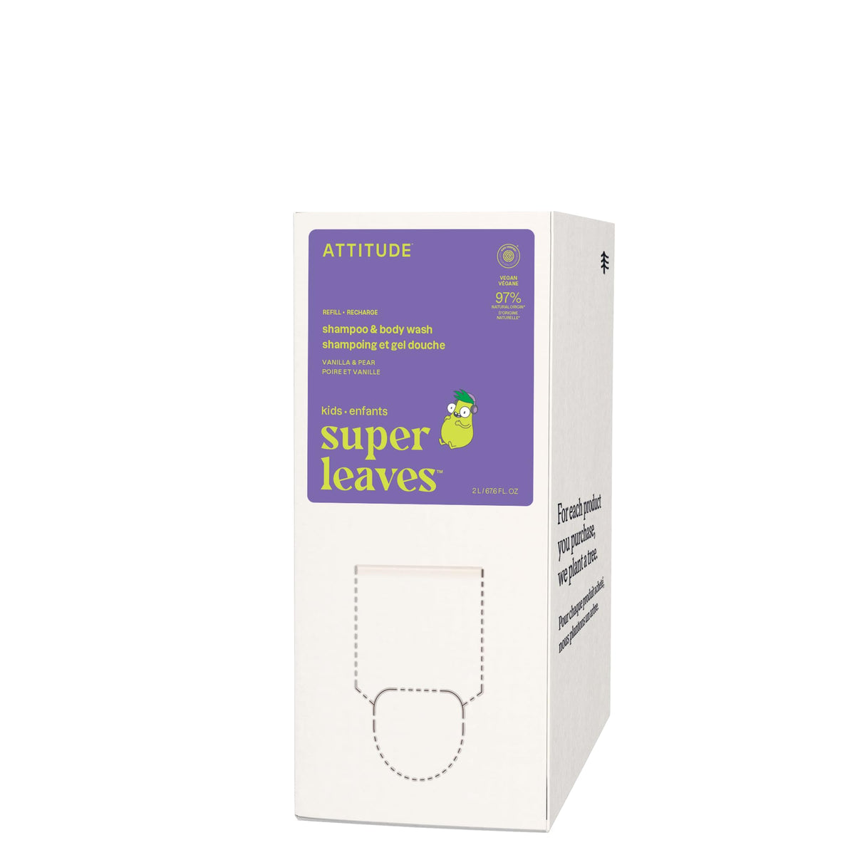 BIO SPECTRA ATTITUDE front packaging showing vanilla pear refill and recyclable box benefit