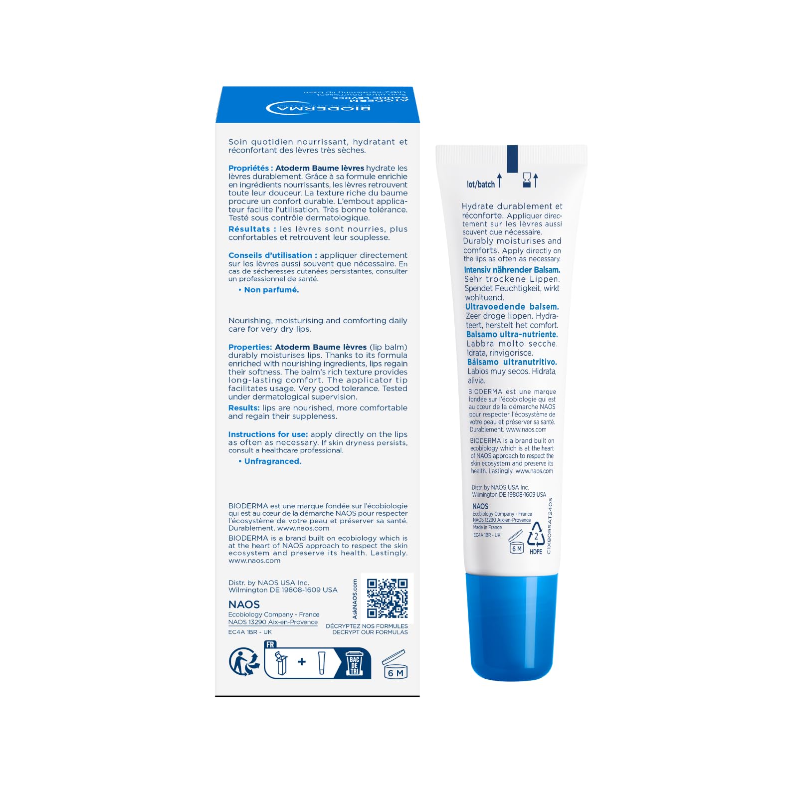 Bioderma atoderm lip balm applicator close-up demonstrating easy precise application